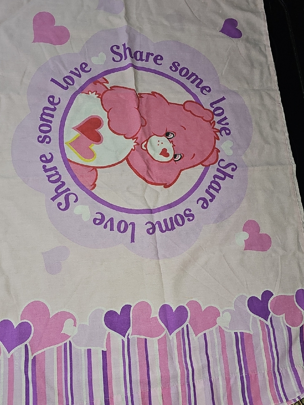 Care Bears Vintage Pink and Purple Striped Twin Doublesided Pillowcase